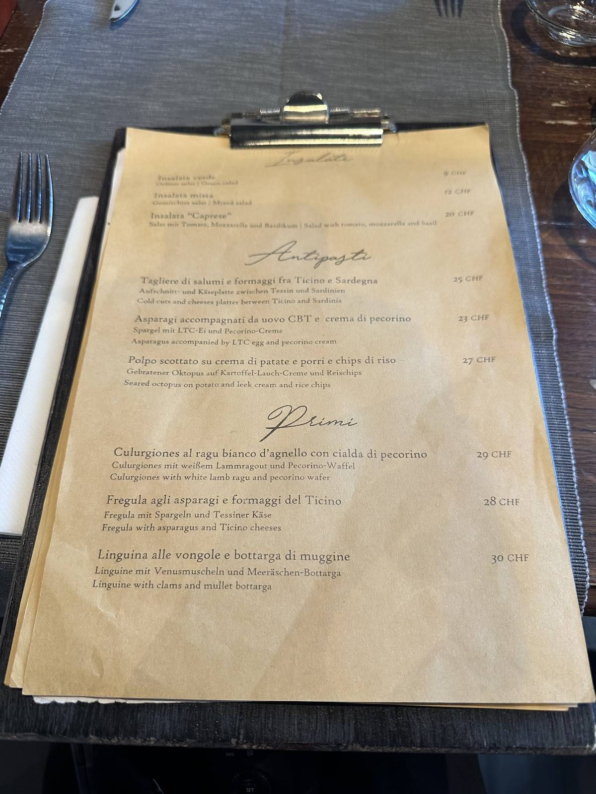 Menu di Locanda Gandriese 