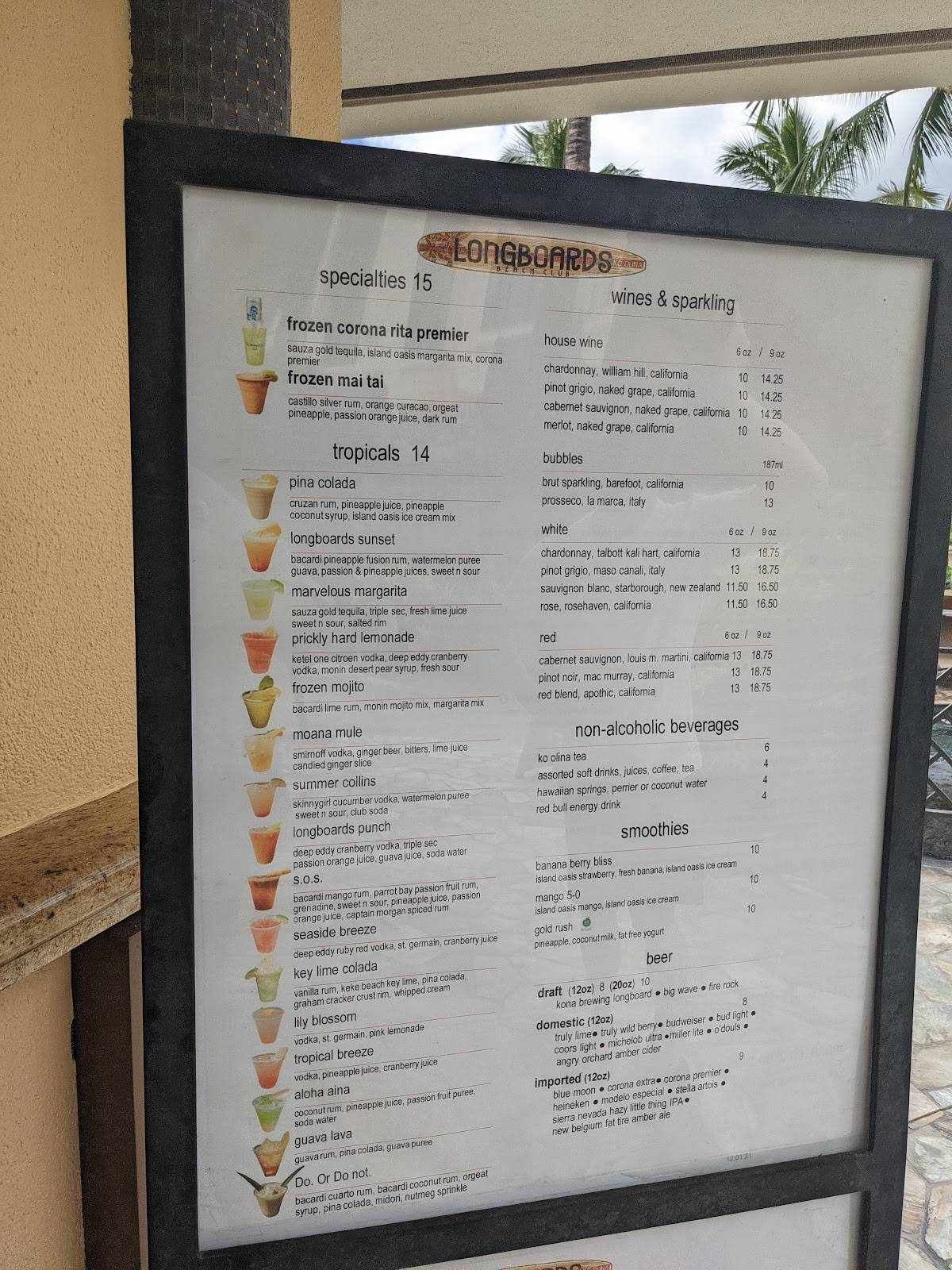 Menu at Longboards pub & bar, Kapolei