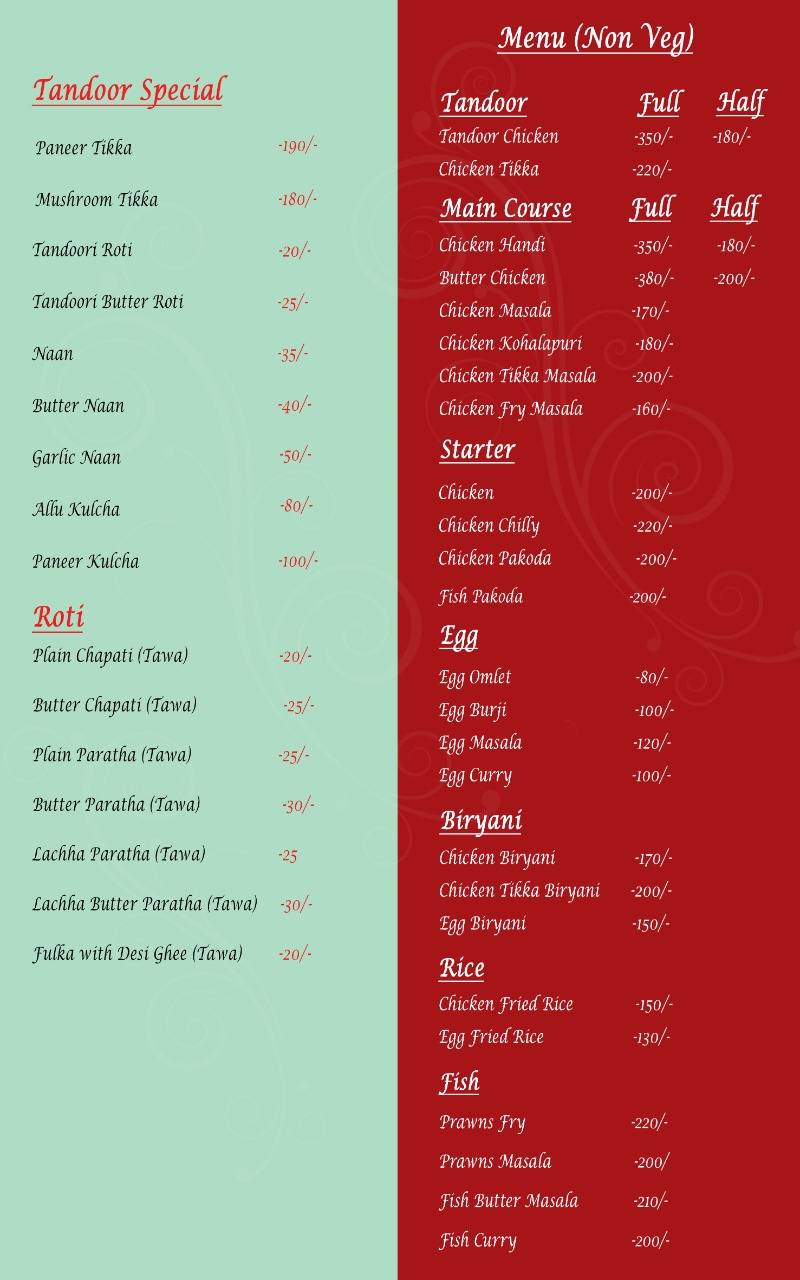Punjabi Dhaba menu