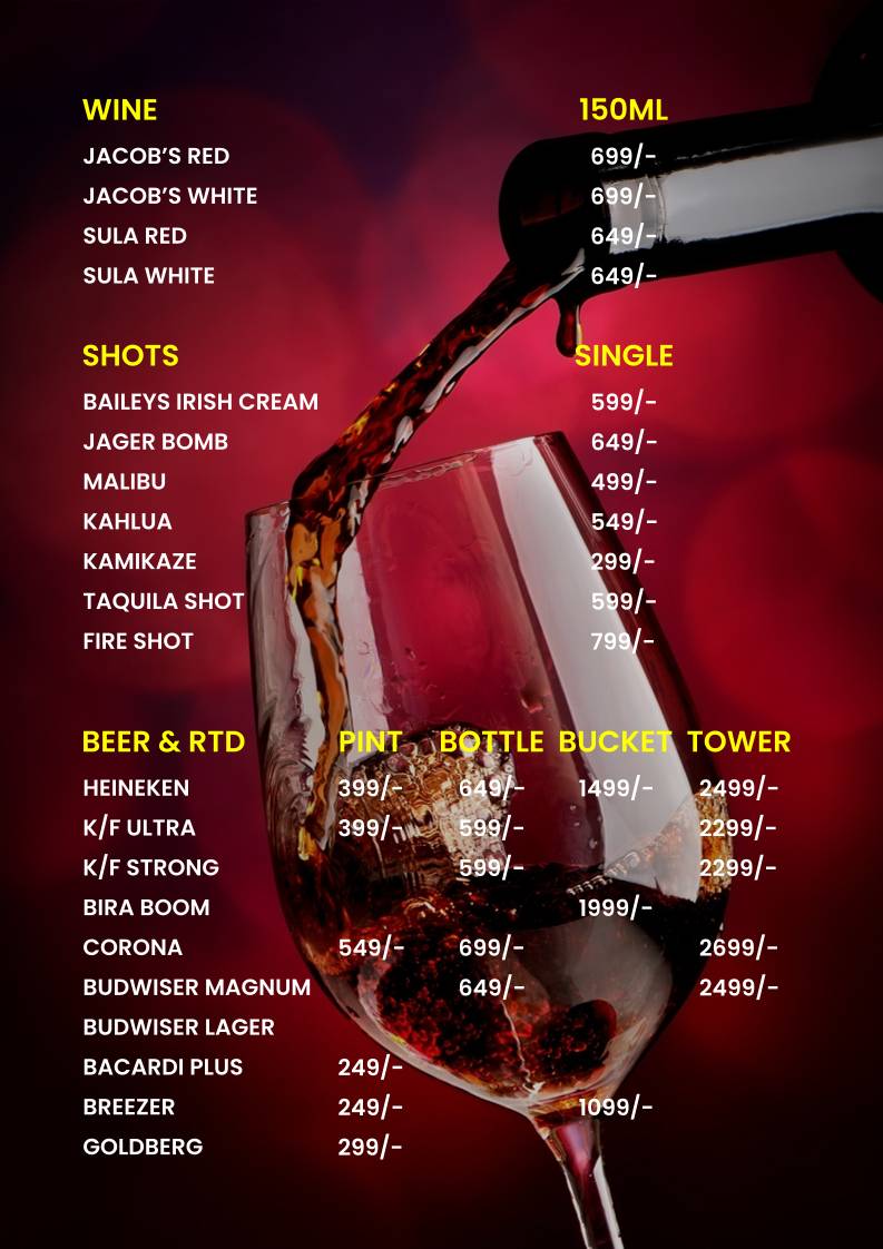 Lounge 21 Indore menu