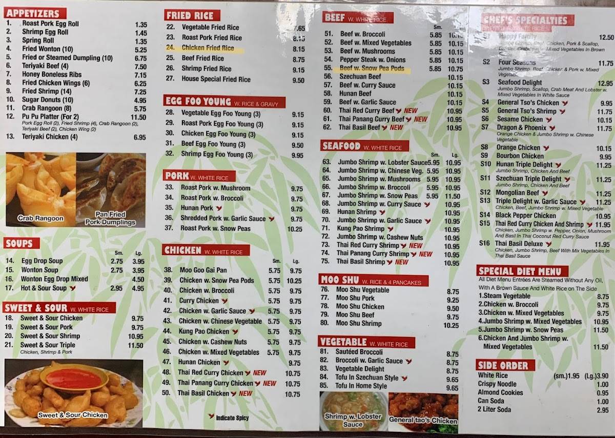 Menu at Lucky Bamboo Restaurant, Manitowoc