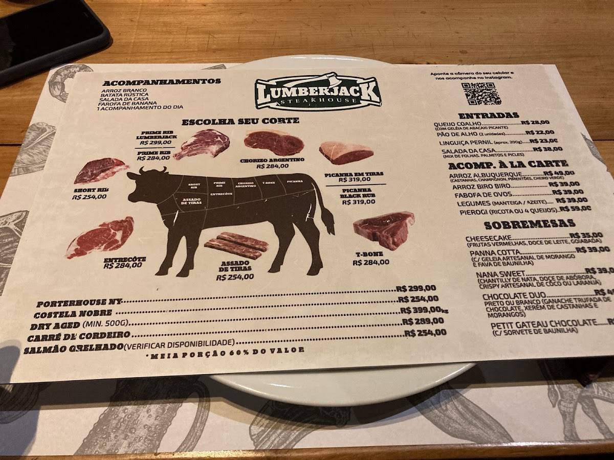 Lumberjack Steakhouse cardápio