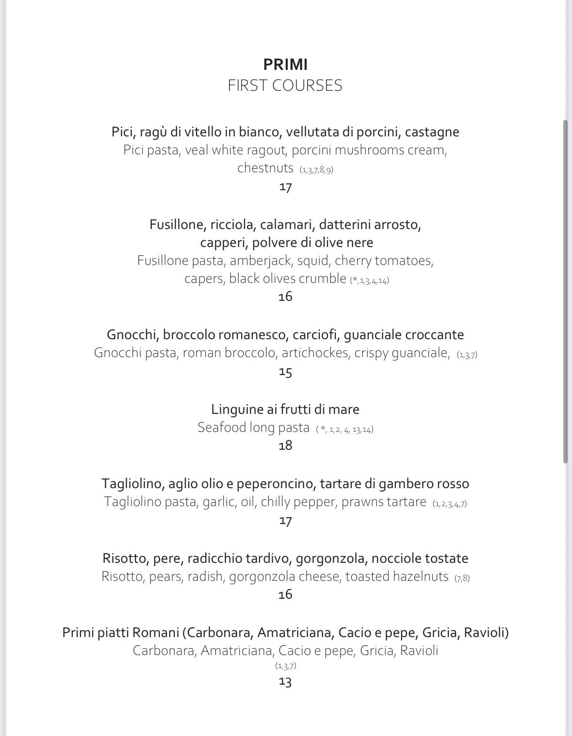 Menu de MABRÙ bistrot