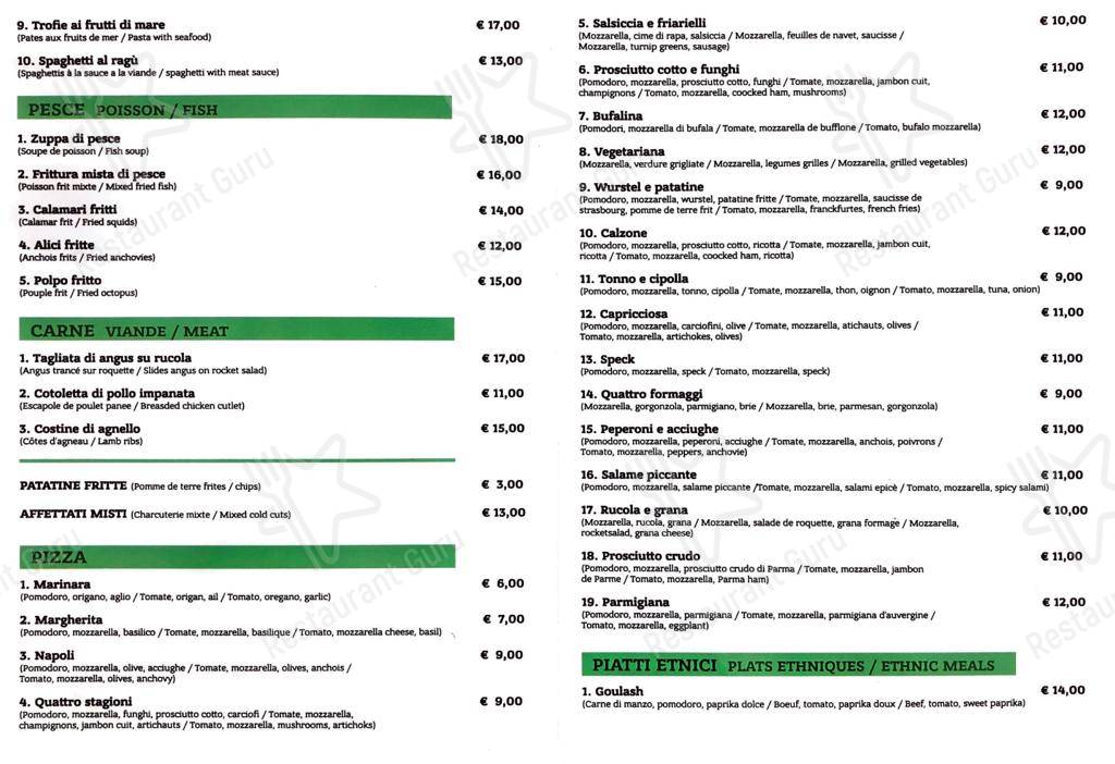 Menu per MAMMA MATY ristorante