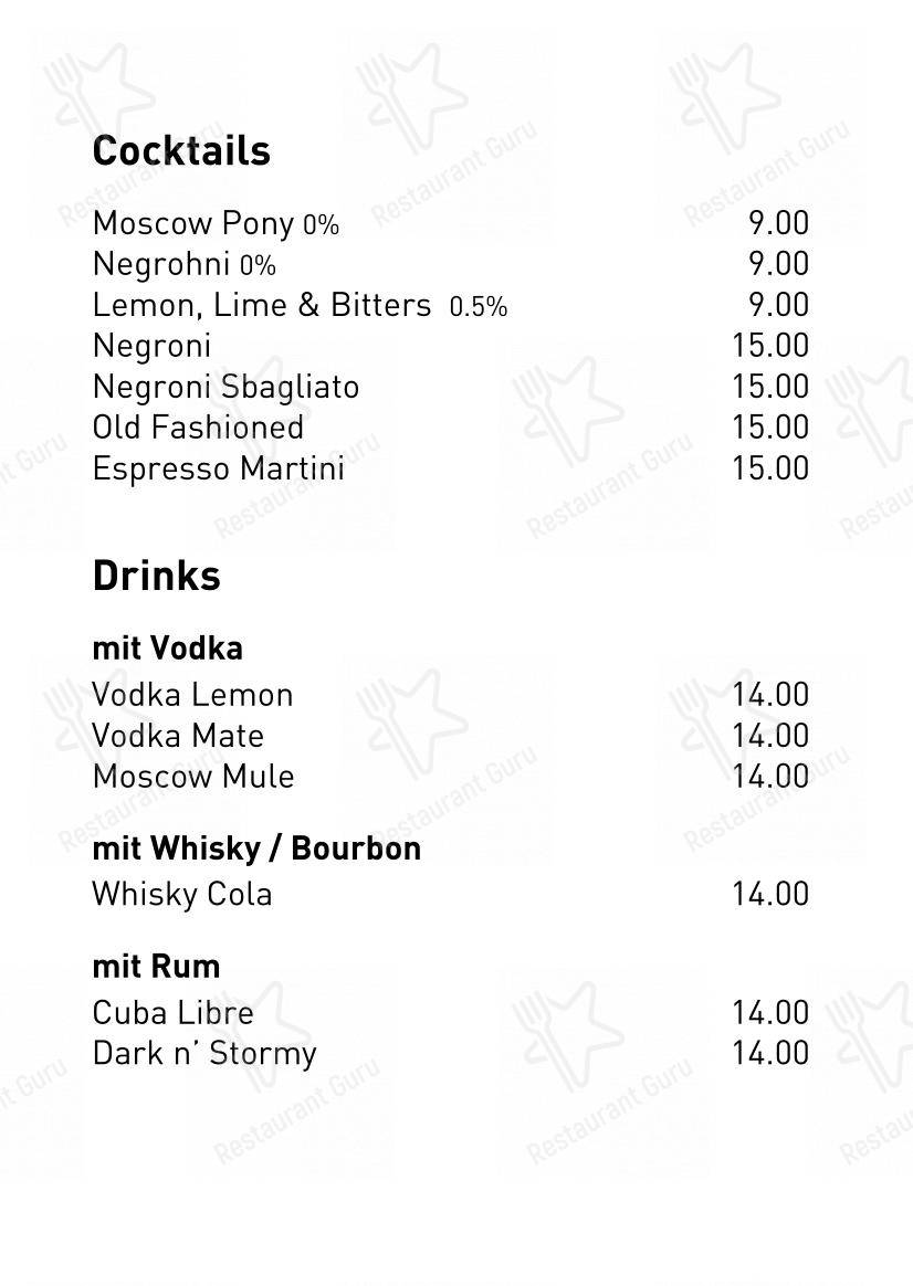 MARTA Cafe - Music - Bar in Berna - Menu