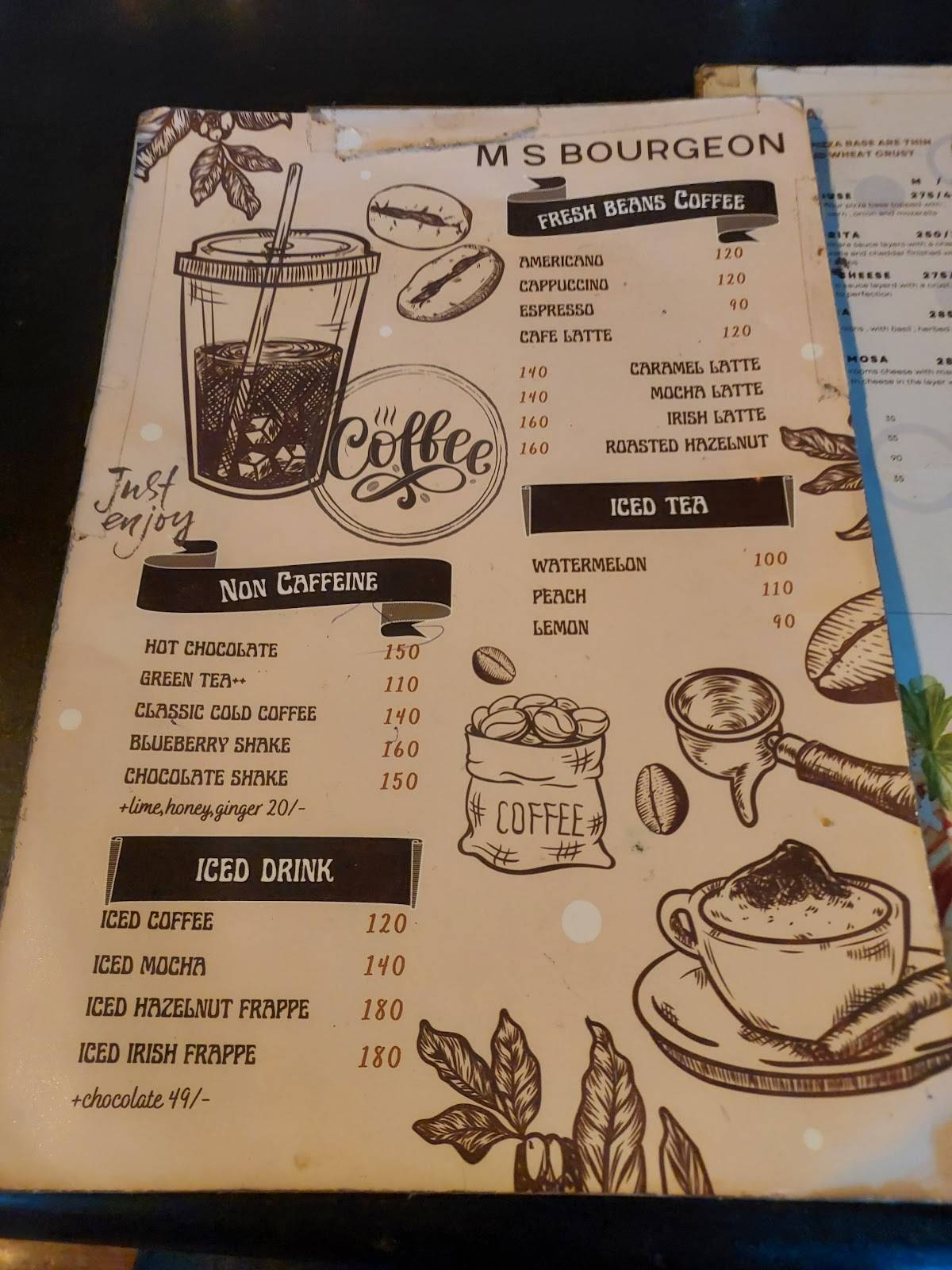 MS BOURGEON CAKE SHOP IN KOLHAPUR BEST CAFE IN KOLHAPUR menu