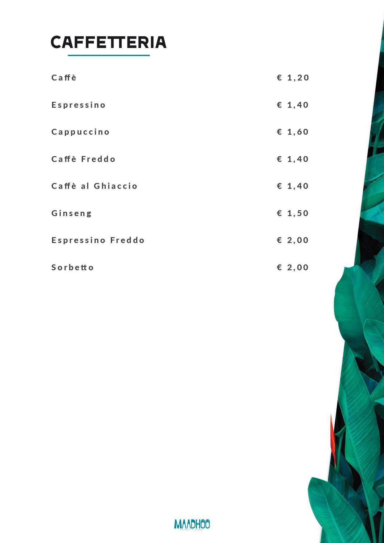 Menu di Maadhoo-sapori e suoni 