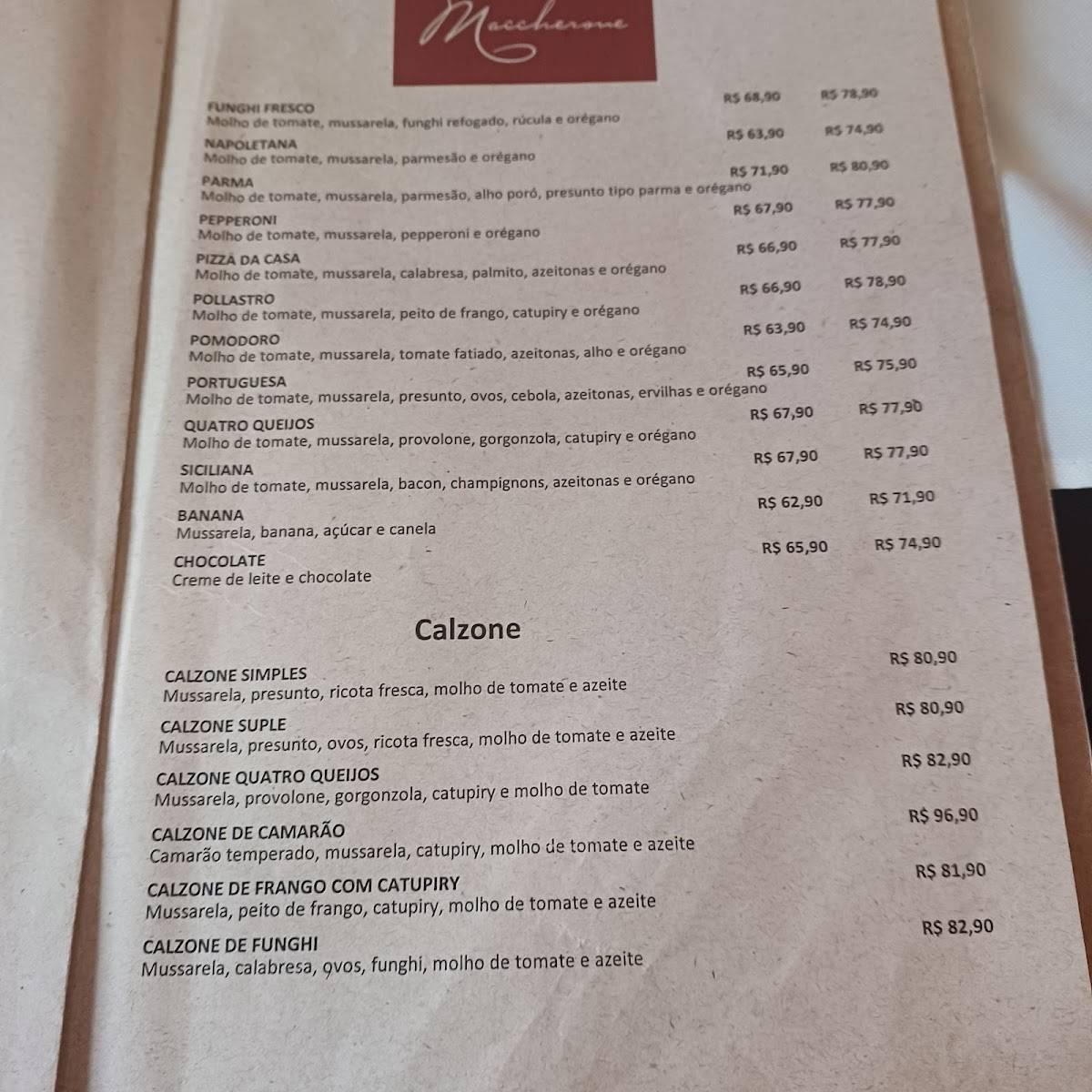 Menu em Maccherone Restaurante (Jacarepaguá), Rio de Janeiro, Rua Ituverava