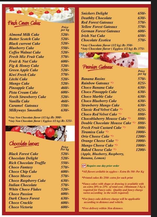 Magic Oven menu