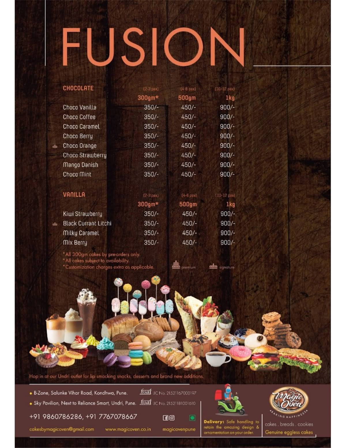 Magic oven undri menu