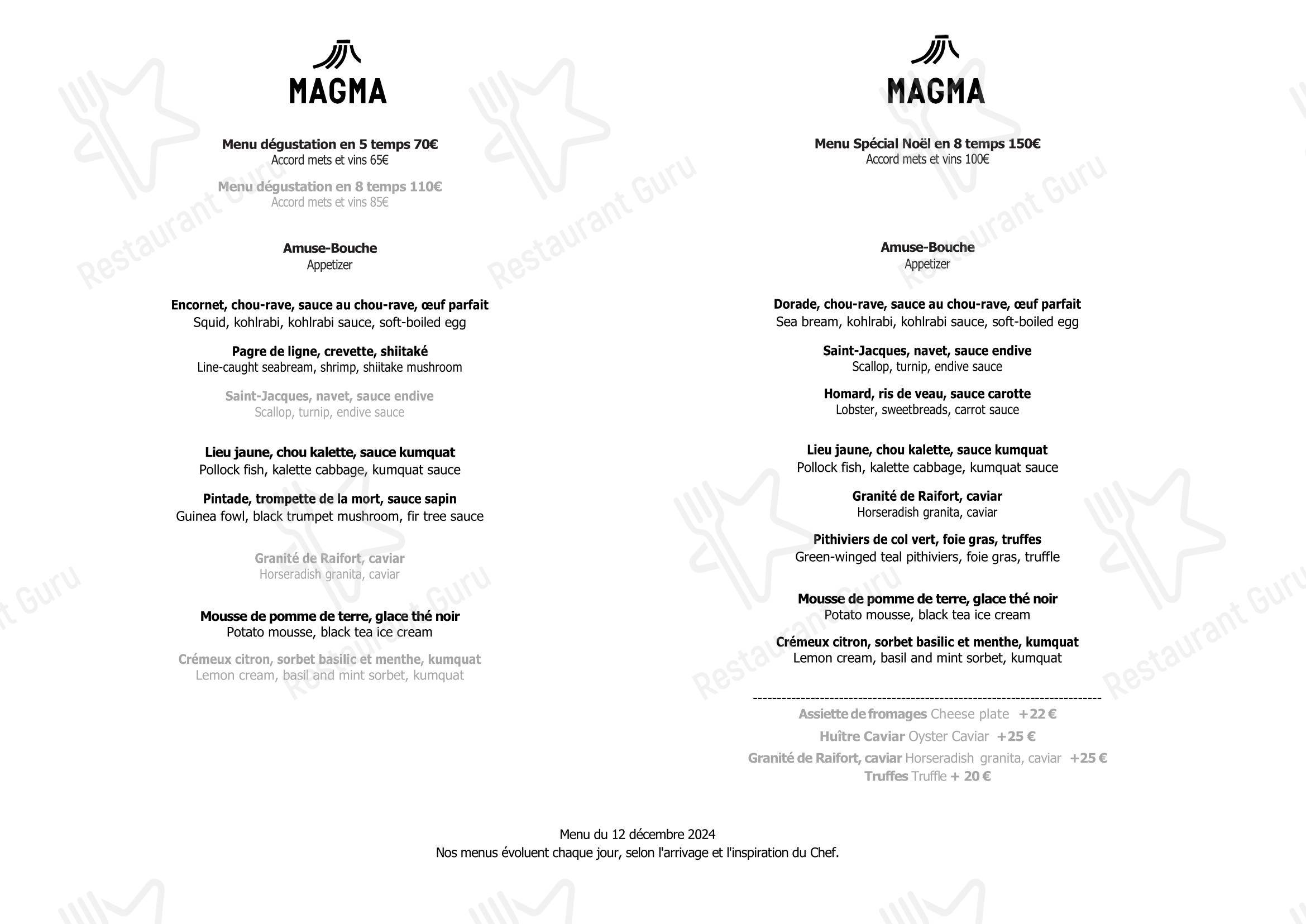 Magma | Chef Ryuya Ono dans Paris - Menu