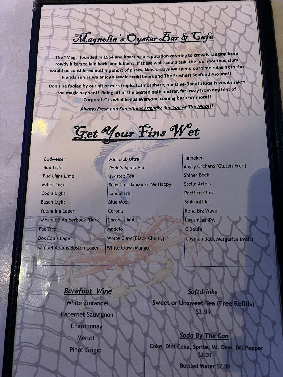 Menu at Magnolia's Oyster Bar, Leesburg