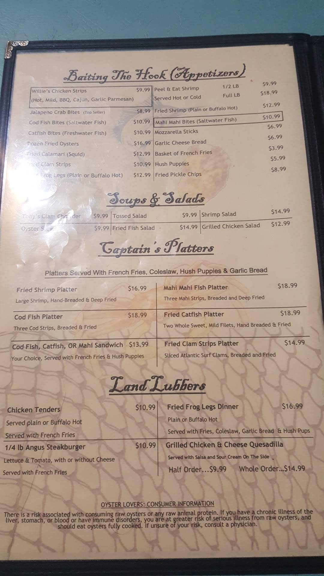 Menu at Magnolia's Oyster Bar, Leesburg