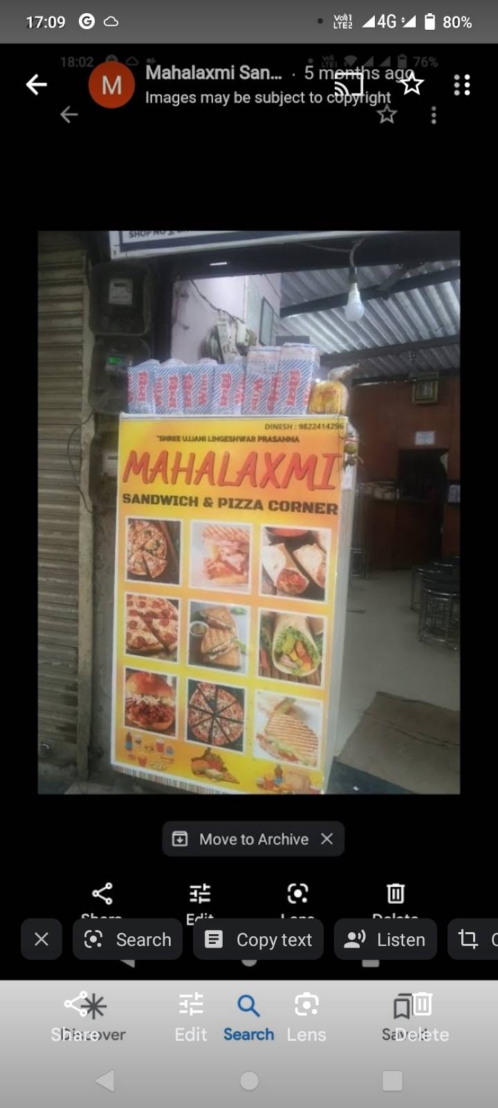 Mahalaxmi Sandwich And Phizza Corner menu