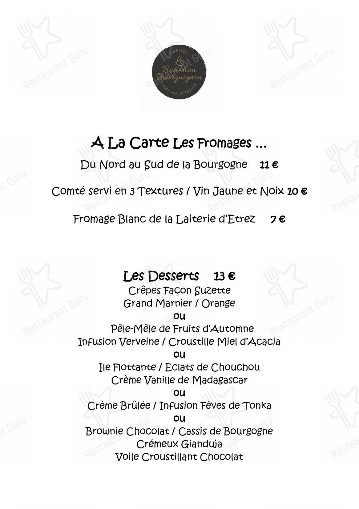 Menu pour Maison Greuze Le Bouchon Bourguignon - Breakfast Menu