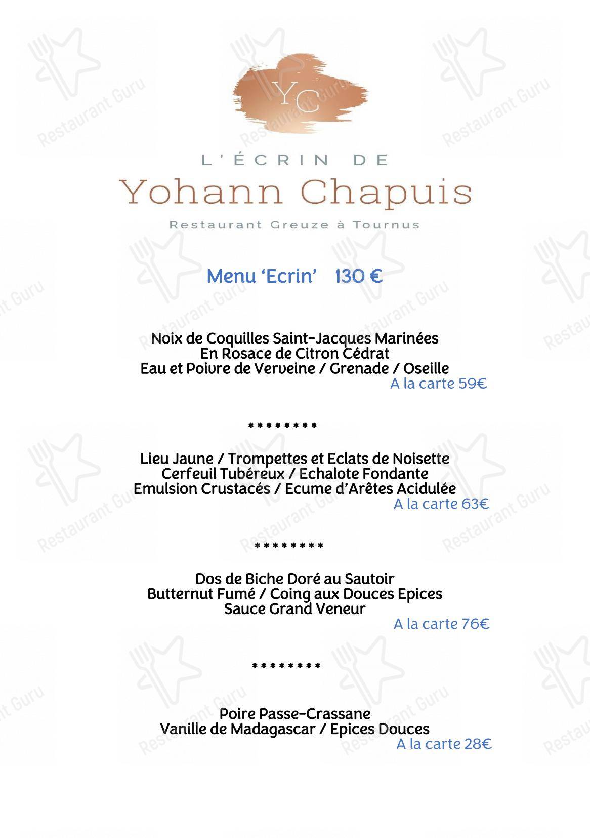 Menu pour Maison Greuze Le Bouchon Bourguignon - Крафт меню