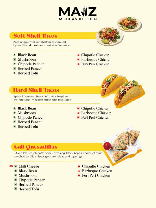 Maiz Mexican Kitchen Thane West menu