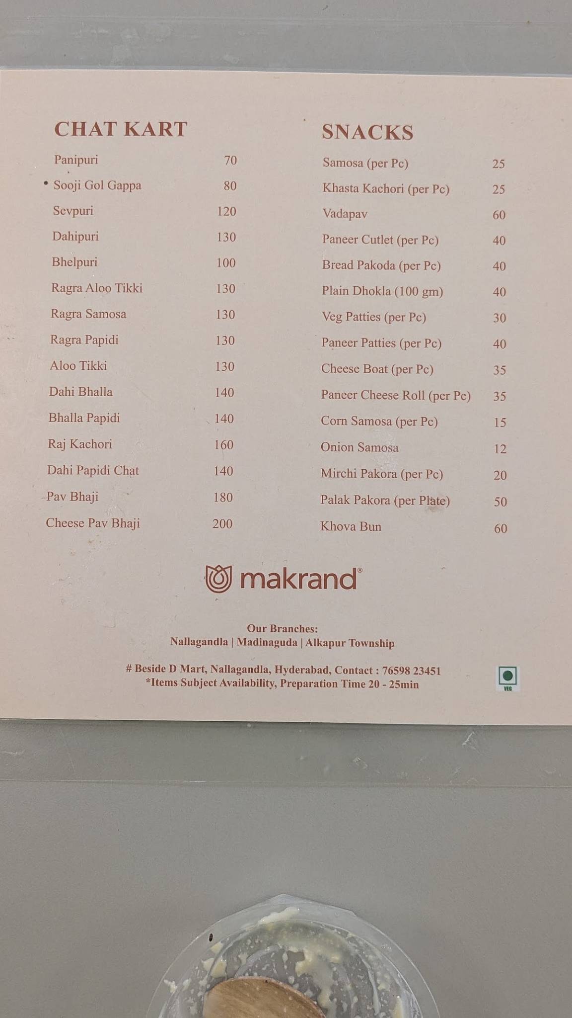 Makrand menu