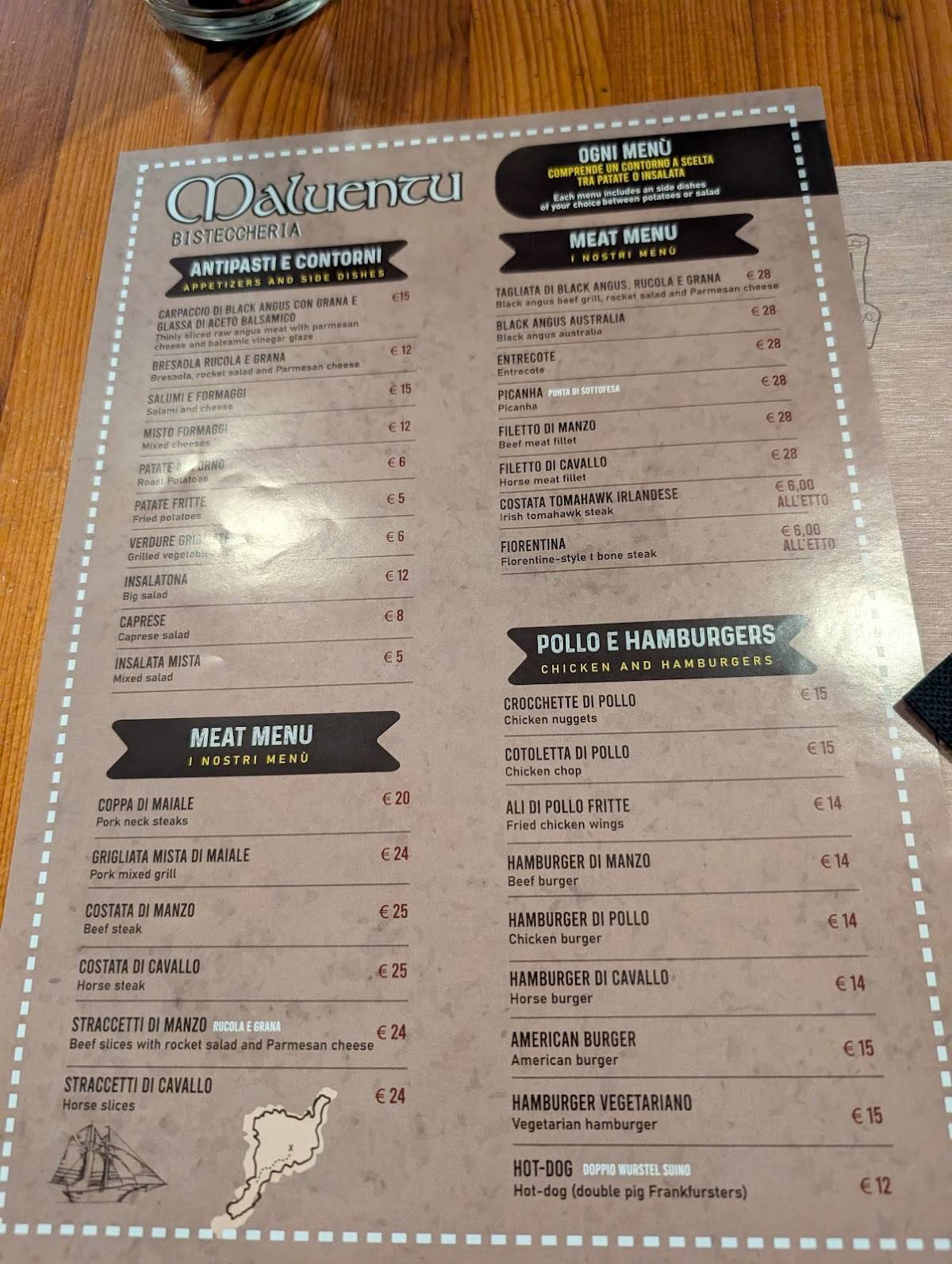 Menu di Maluentu Bisteccheria 