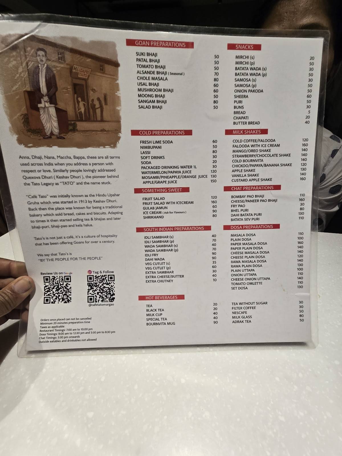 Cafe Tato menu