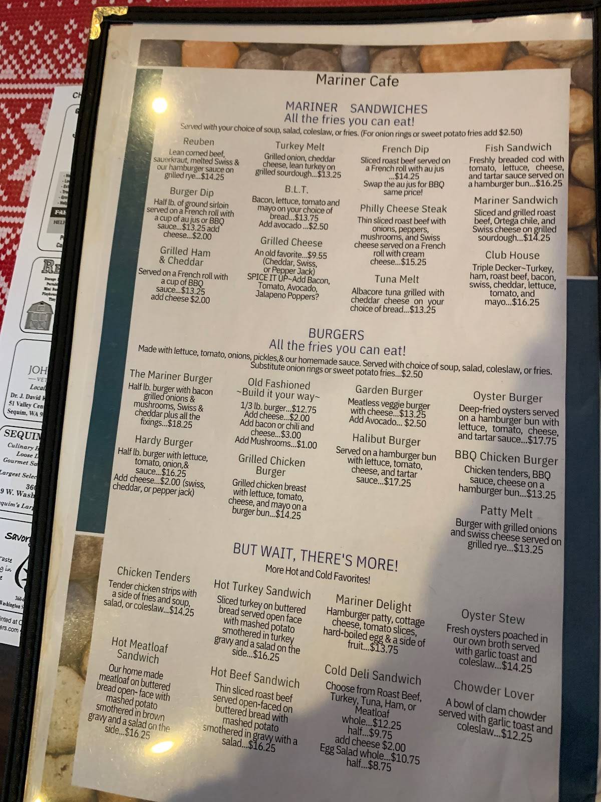 Menu at Mariner Cafe, Sequim, 609 W Washington St