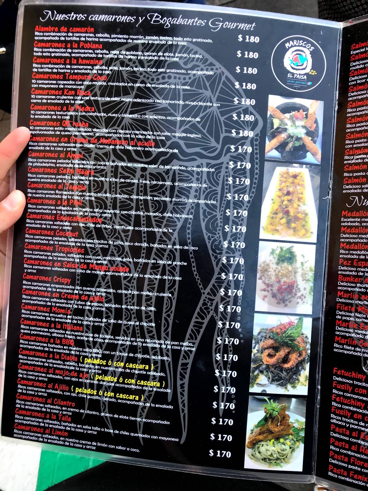 Carta Del Restaurante Mariscos Los Paisas Ciudad Del M Xico Av Morelos