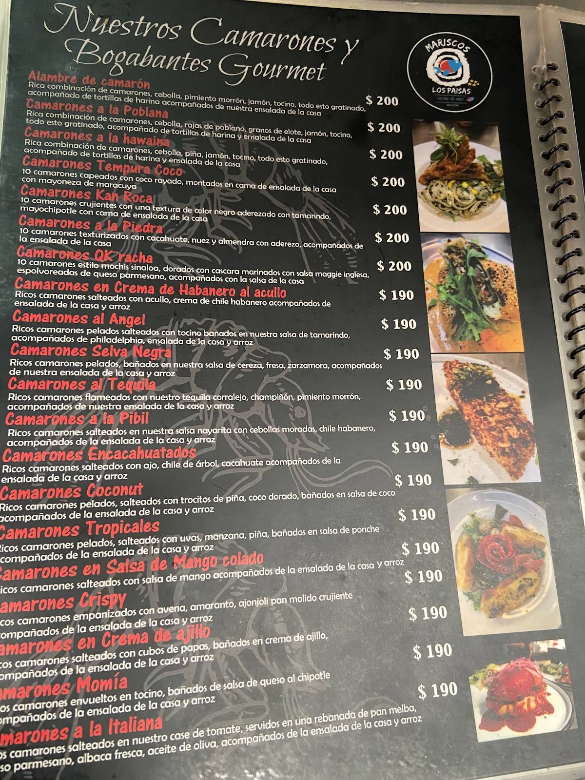 Carta Del Restaurante Mariscos Los Paisas Ciudad Del M Xico Av Morelos