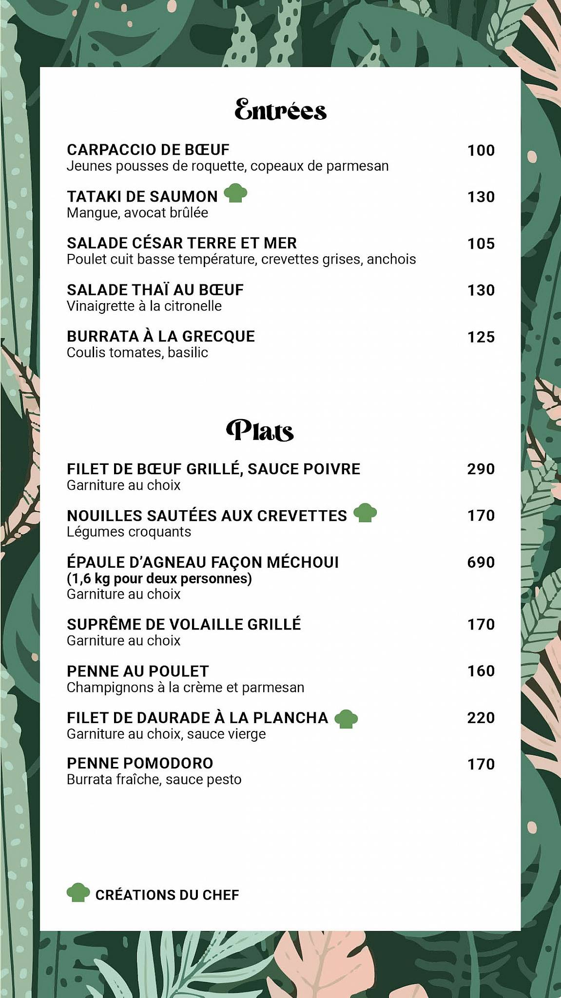 Menu de Entrepotes