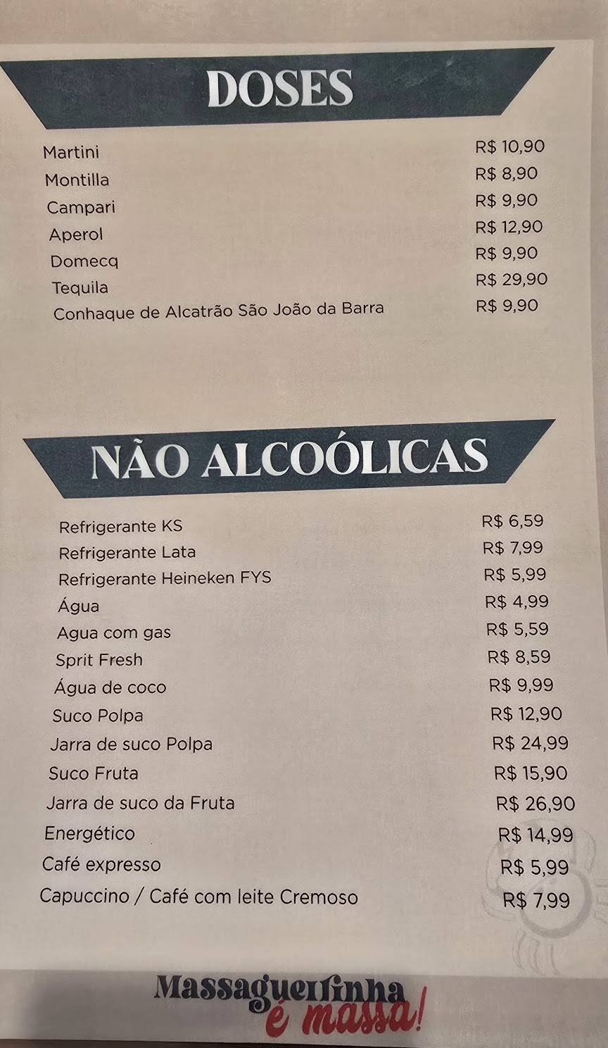 Massagueirinha Ponta Verde cardápio