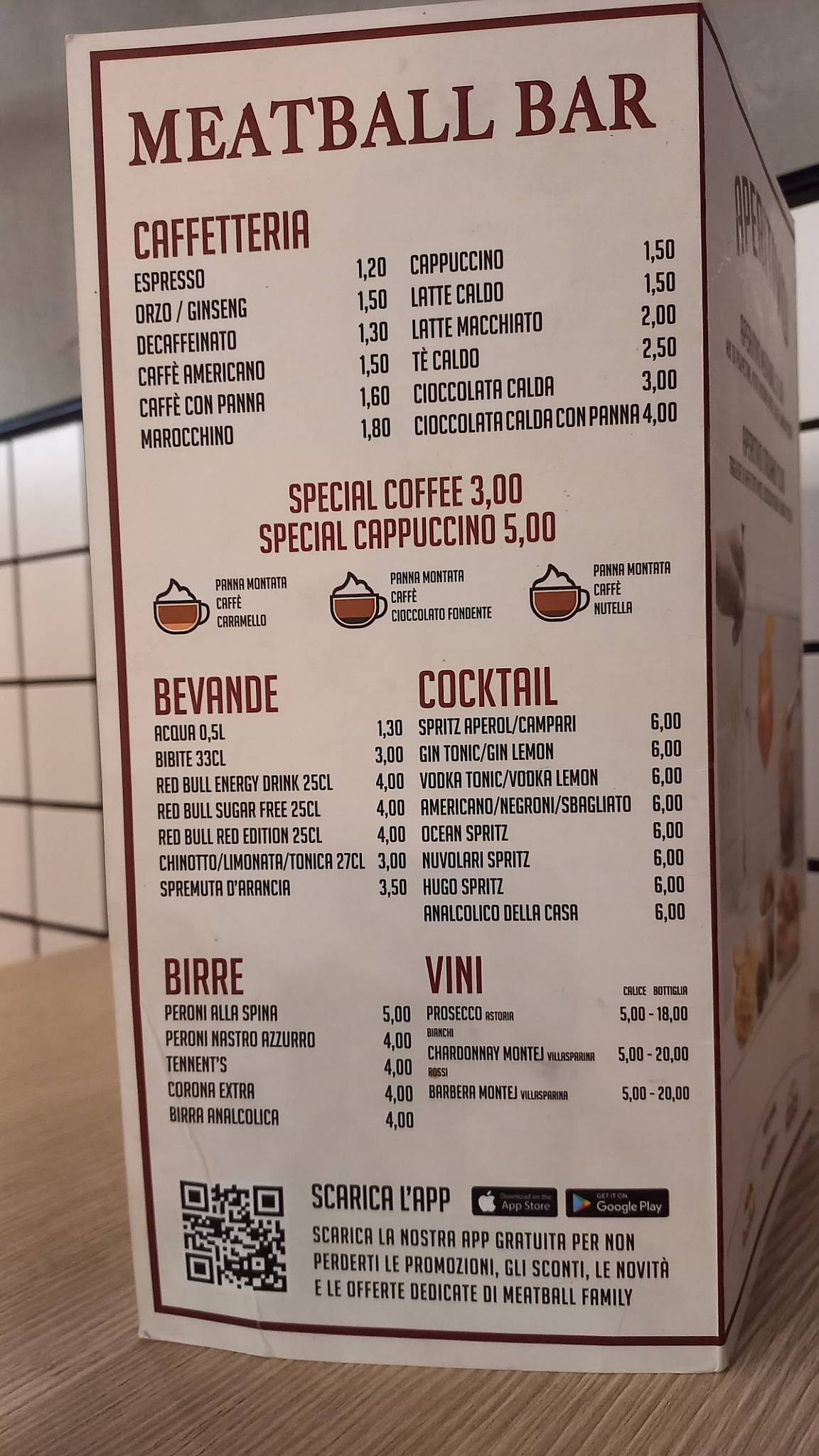 Menu di Meatball Family Centro Commerciale ROMAEST 
