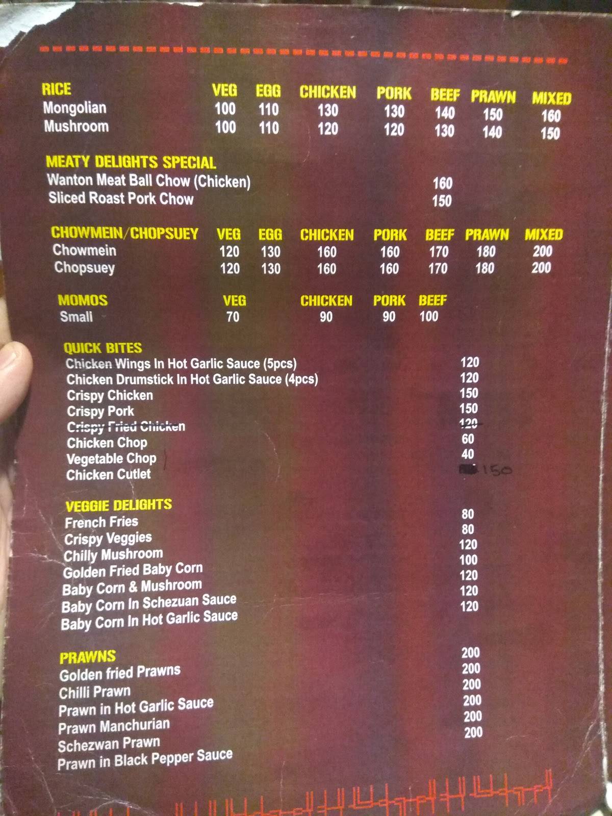 Meaty Delights menu