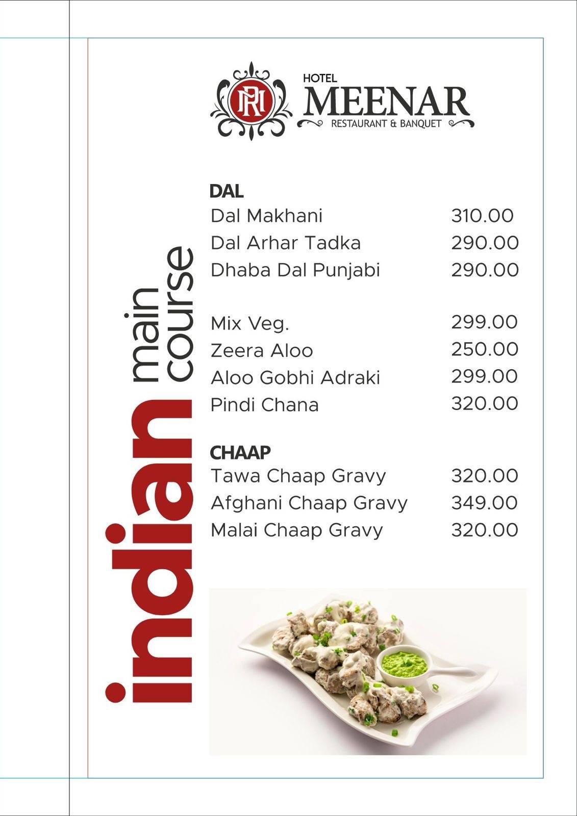 Meenar Hotel, Restaurant & Banquet menu