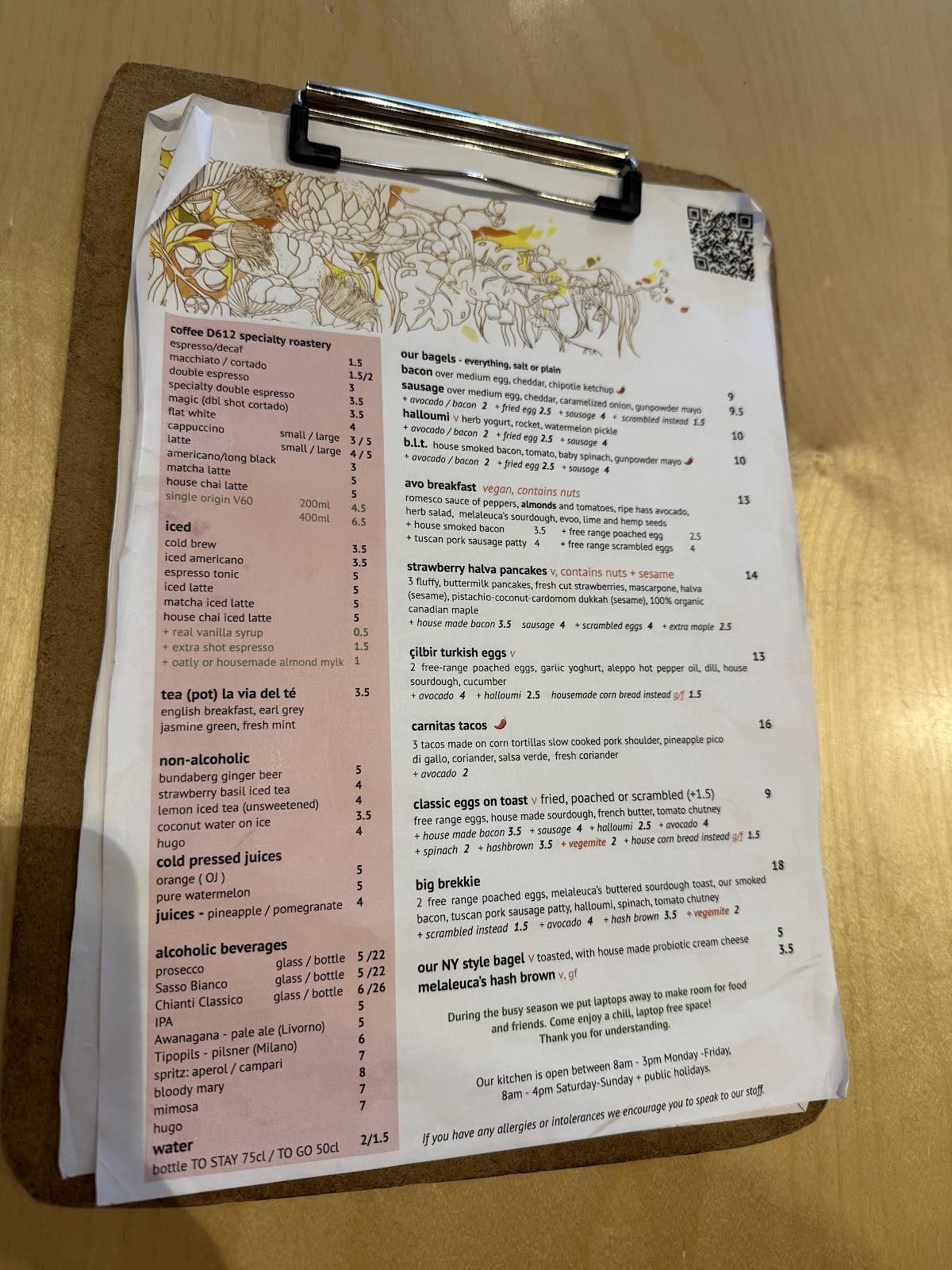 Menu di Melaleuca pasticceria e bistrò 