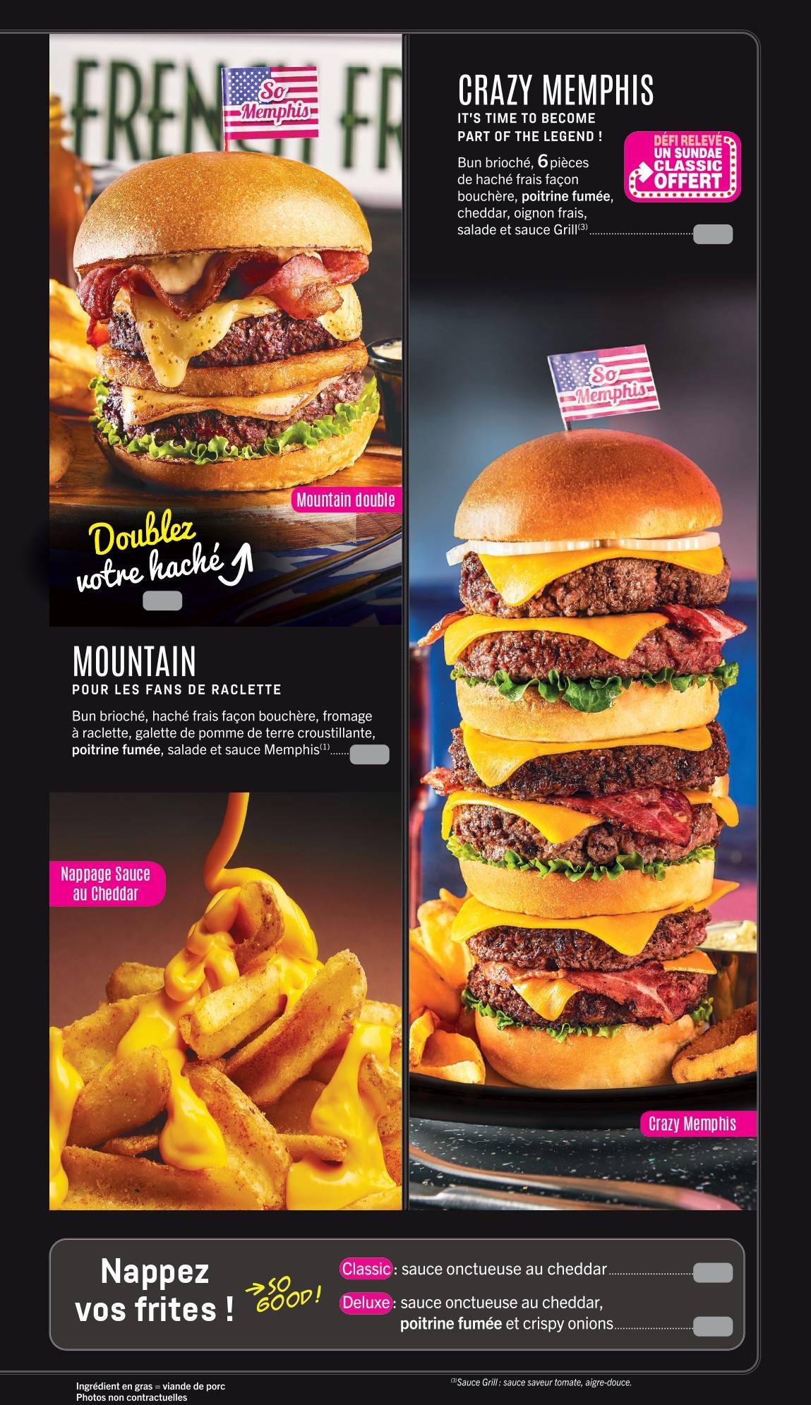 Menu de Memphis - Restaurant Diner