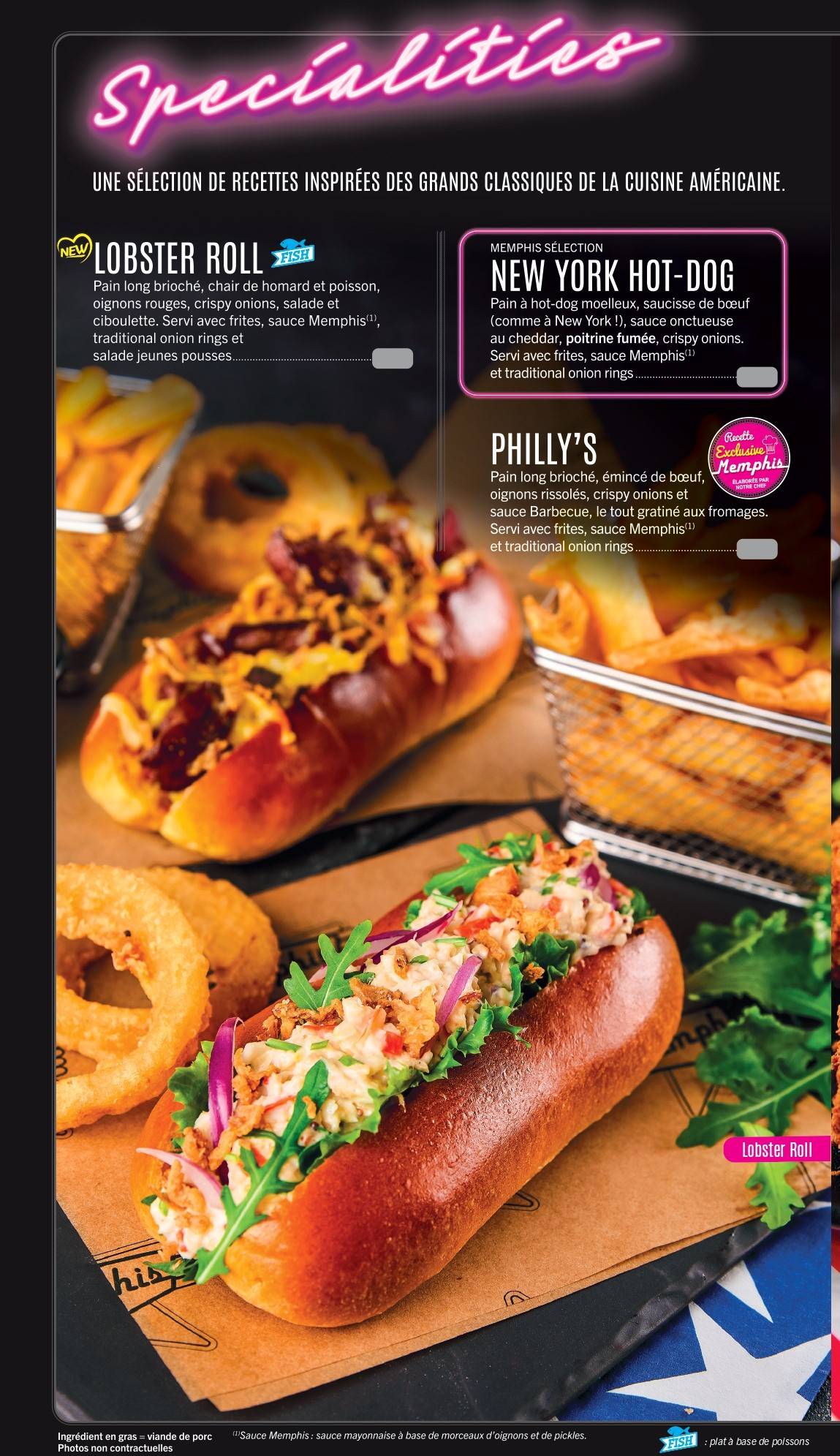 Menu de Memphis - Restaurant Diner