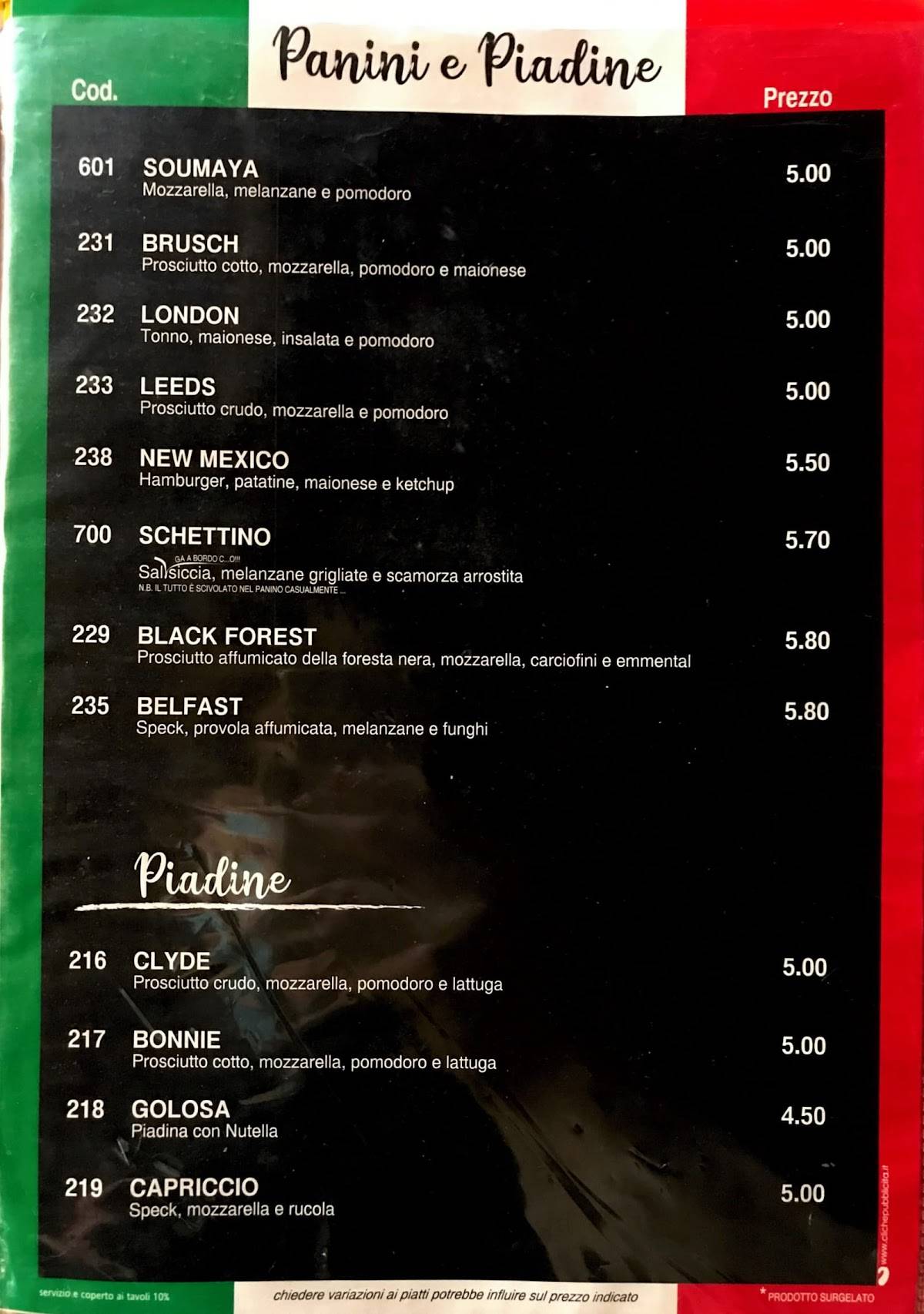 Menu di Memphis Pub Pizzeria 
