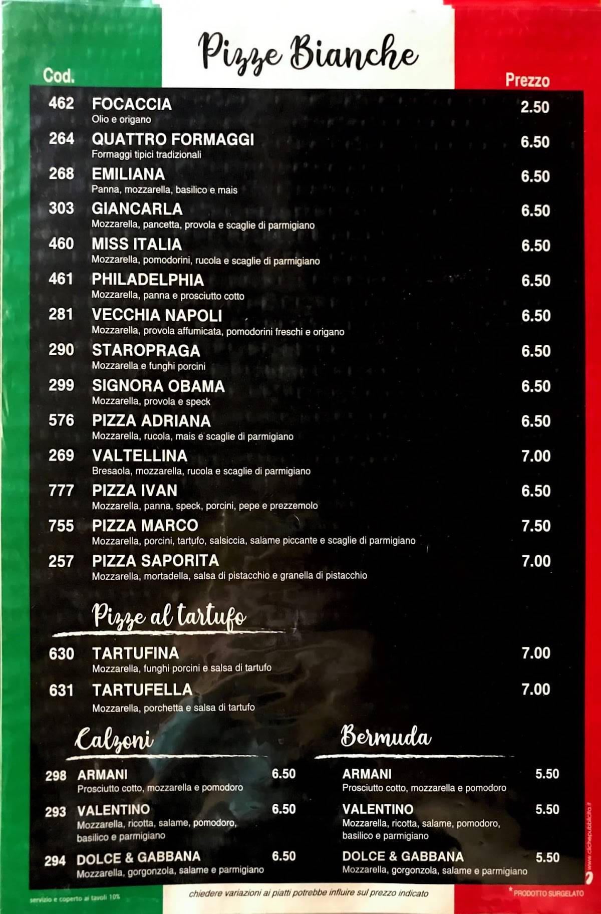 Menu di Memphis Pub Pizzeria 