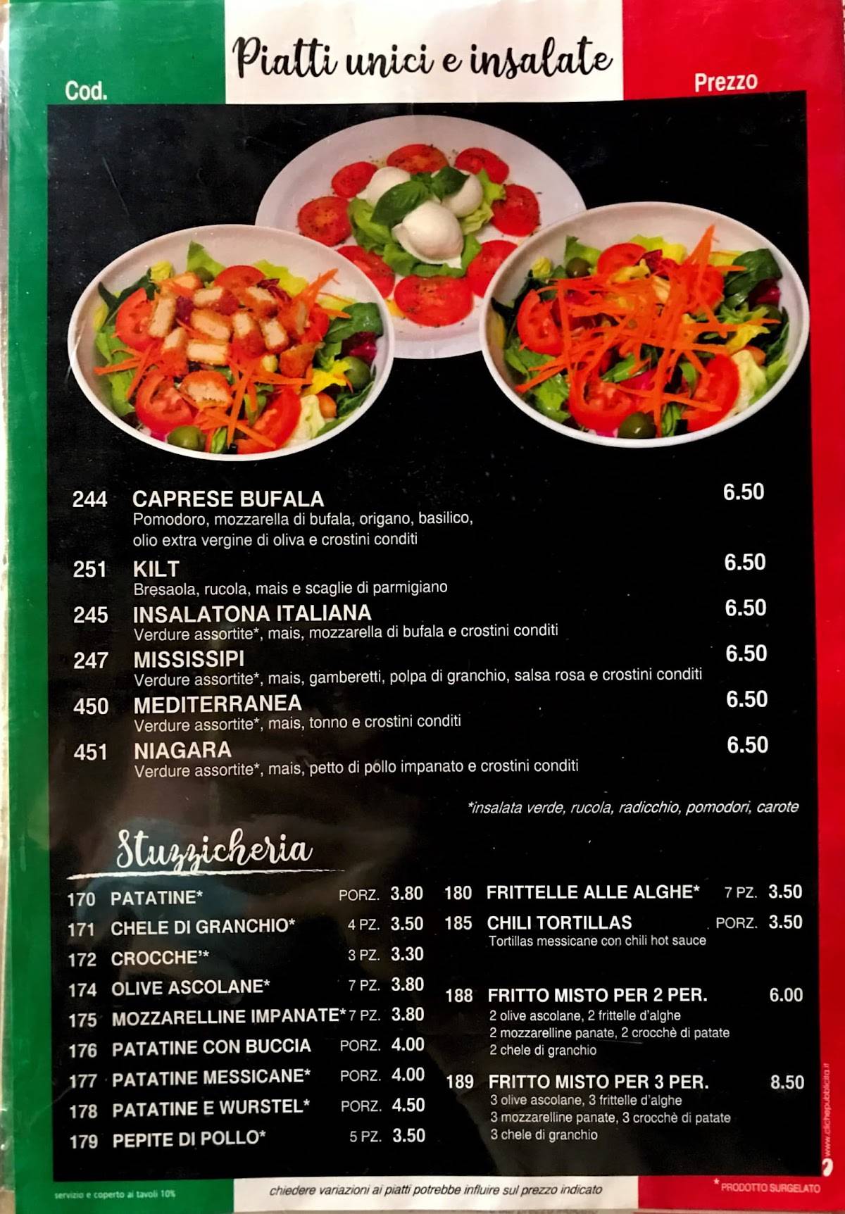 Menu di Memphis Pub Pizzeria 