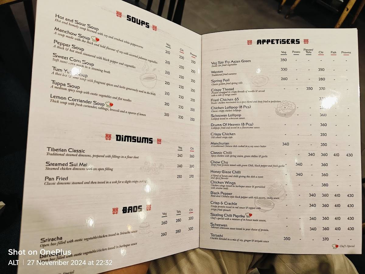 Meraki Chinese menu