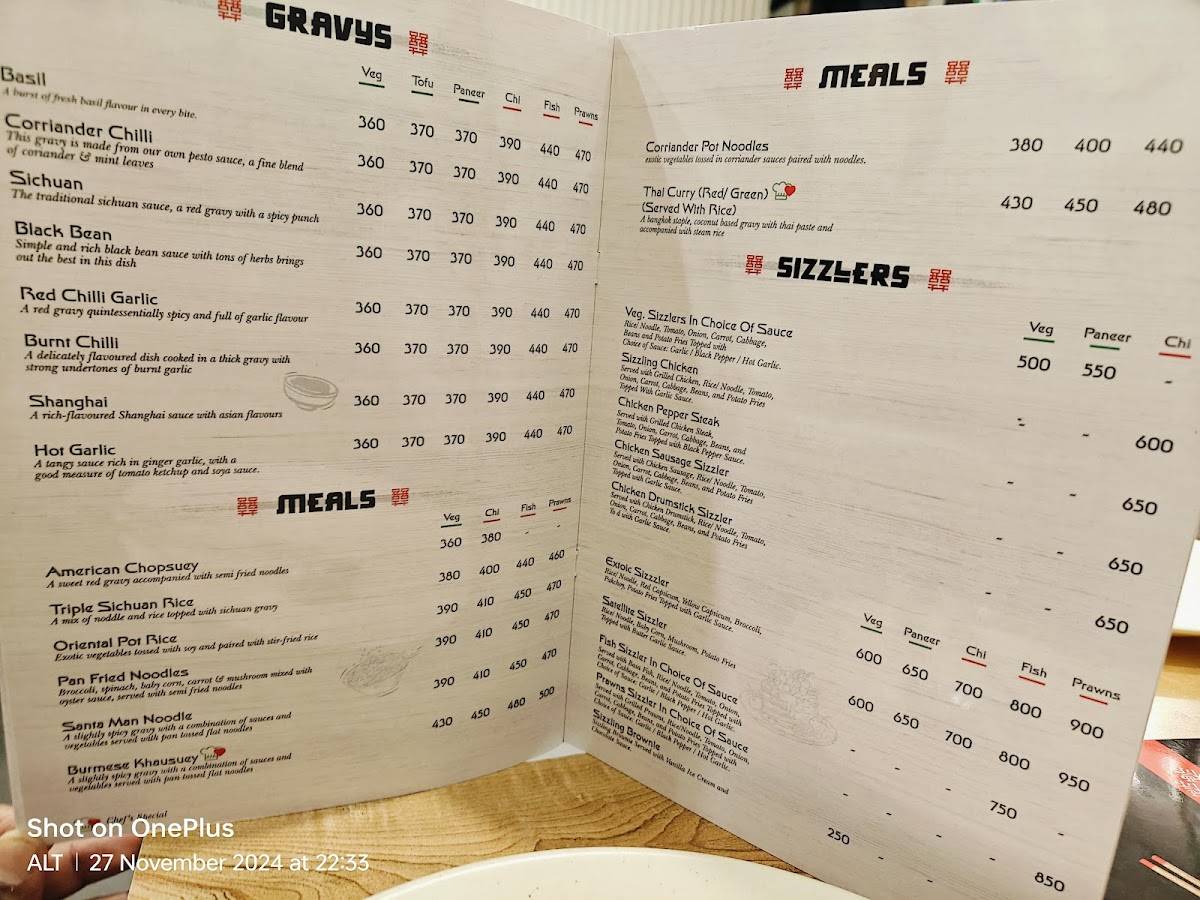 Meraki Chinese menu