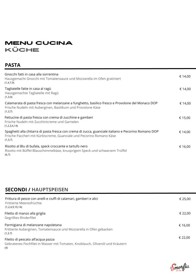 Menu di La Smorfia Merano 