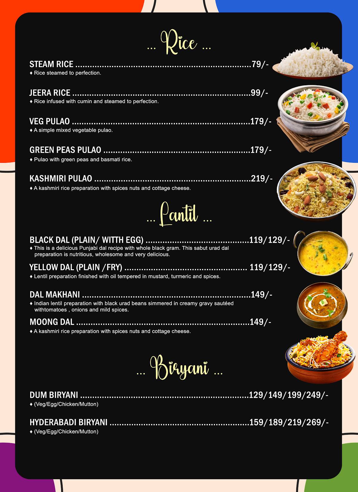 Mermaid Restaurant menu