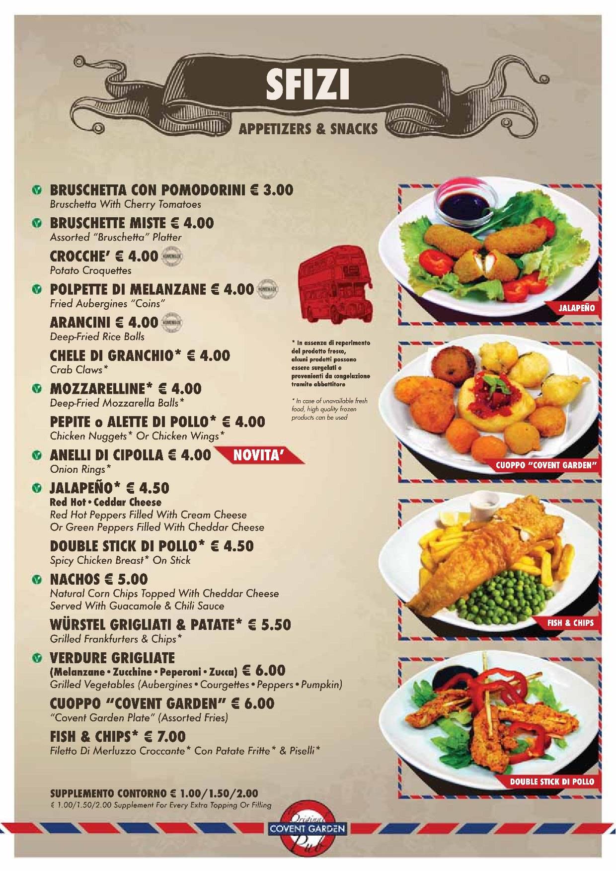 Menu di Covent Garden Pub 
