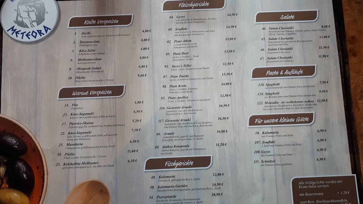 Speisekarte von Meteora Griechisches Restaurant Inh. Anastasios Gouzas ...