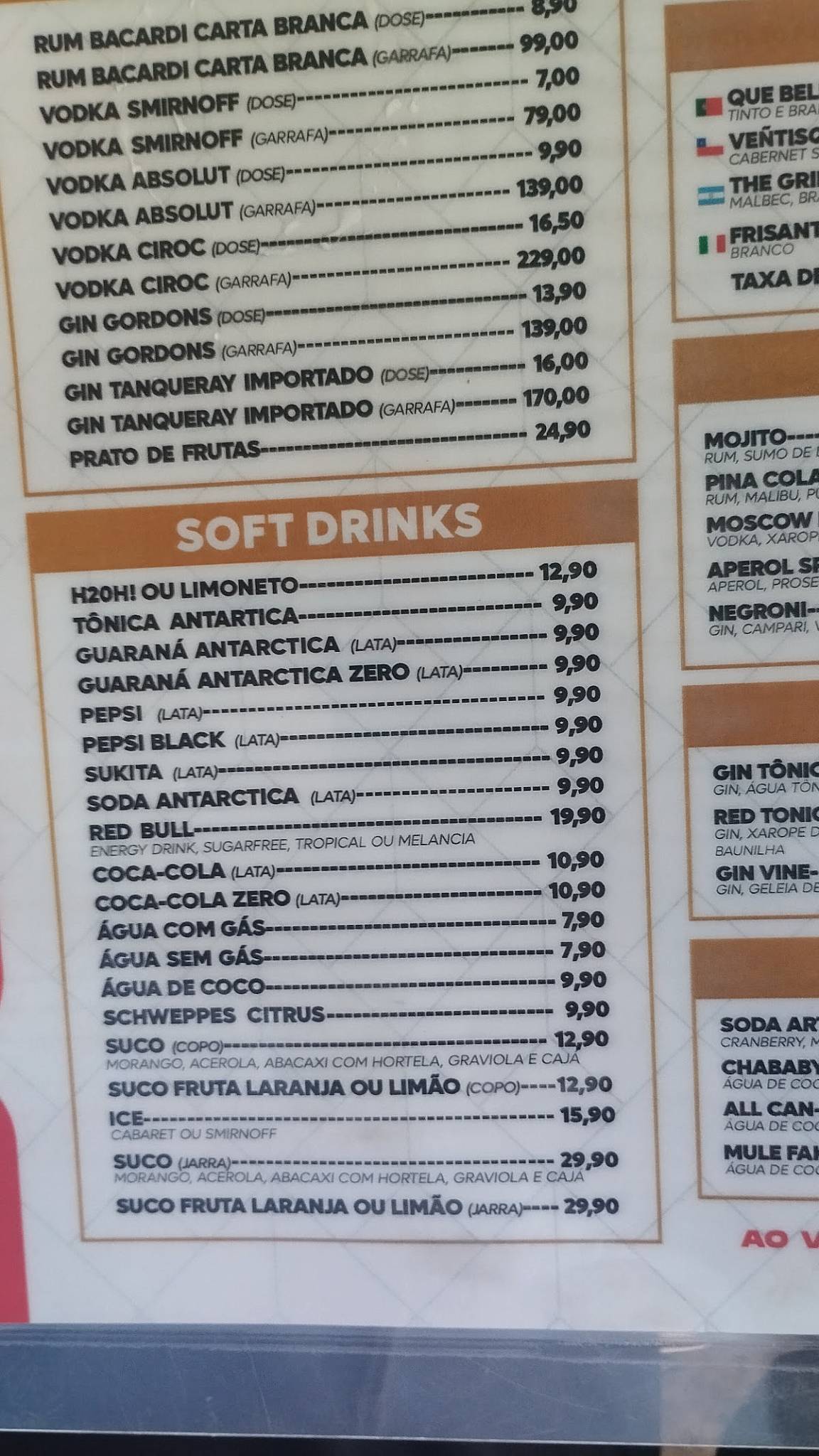 Meu Amado botequim cardápio