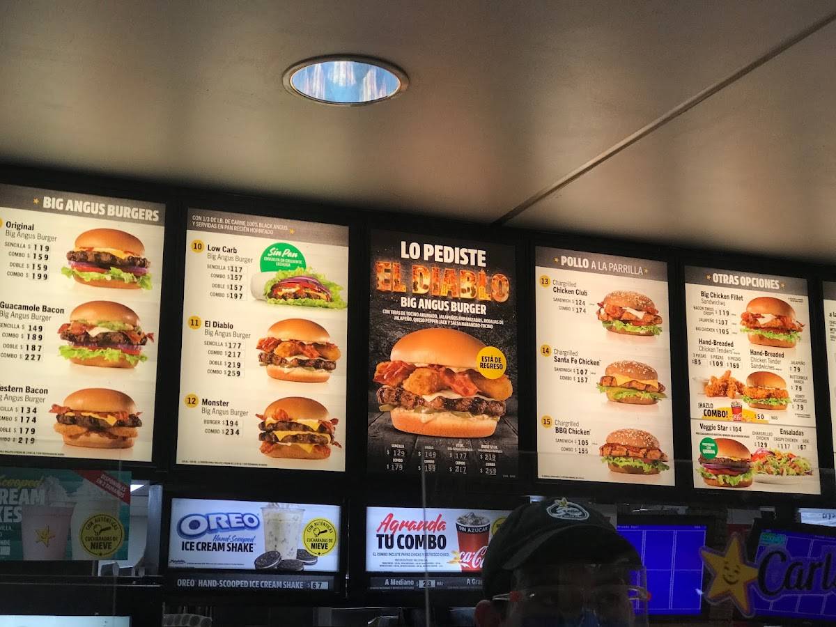 Carta del restaurante Carl's Jr, Ciudad López Mateos, Insurgentes Sur 1552