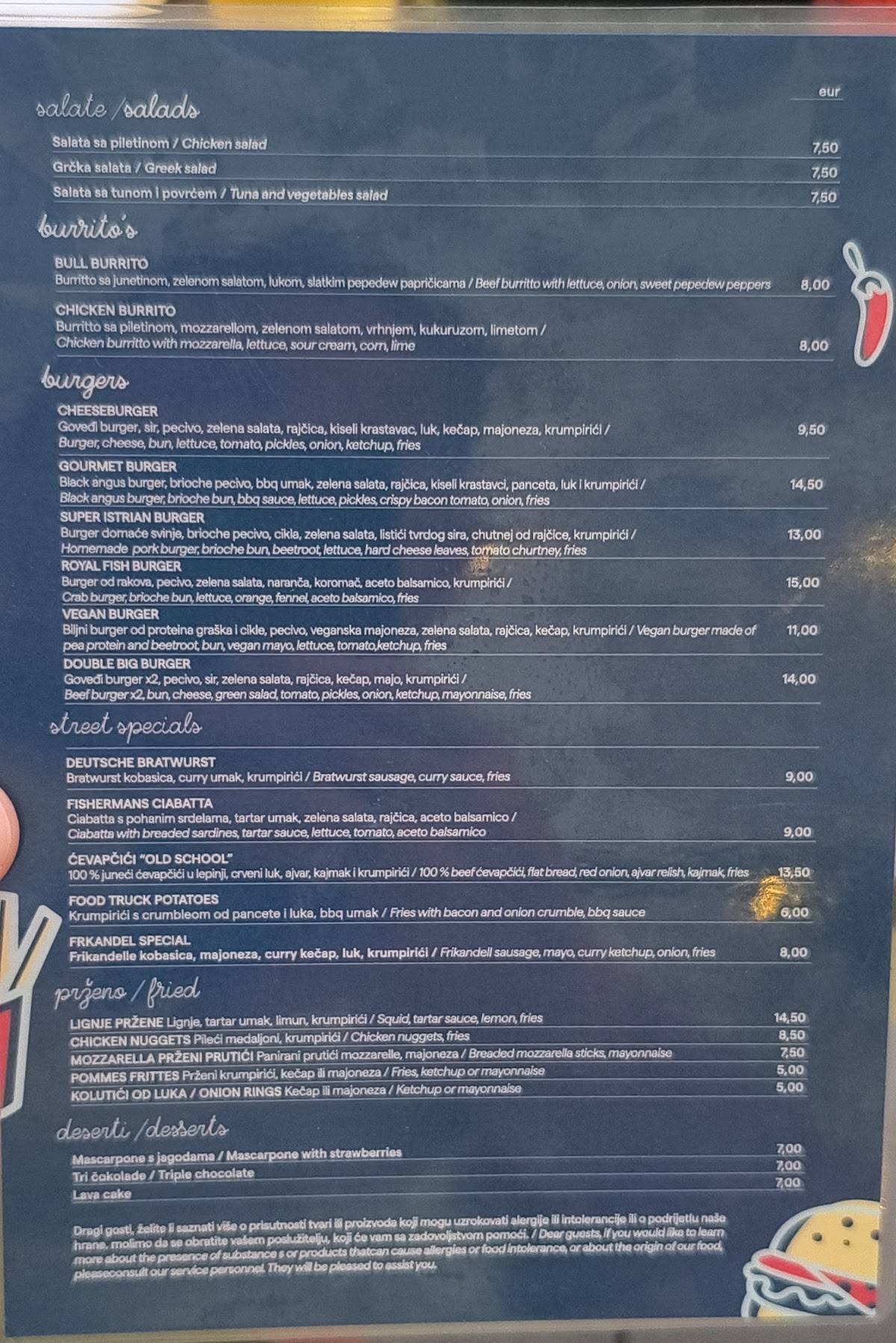 Menu di Mezzino Street Food Lanterna Camp 