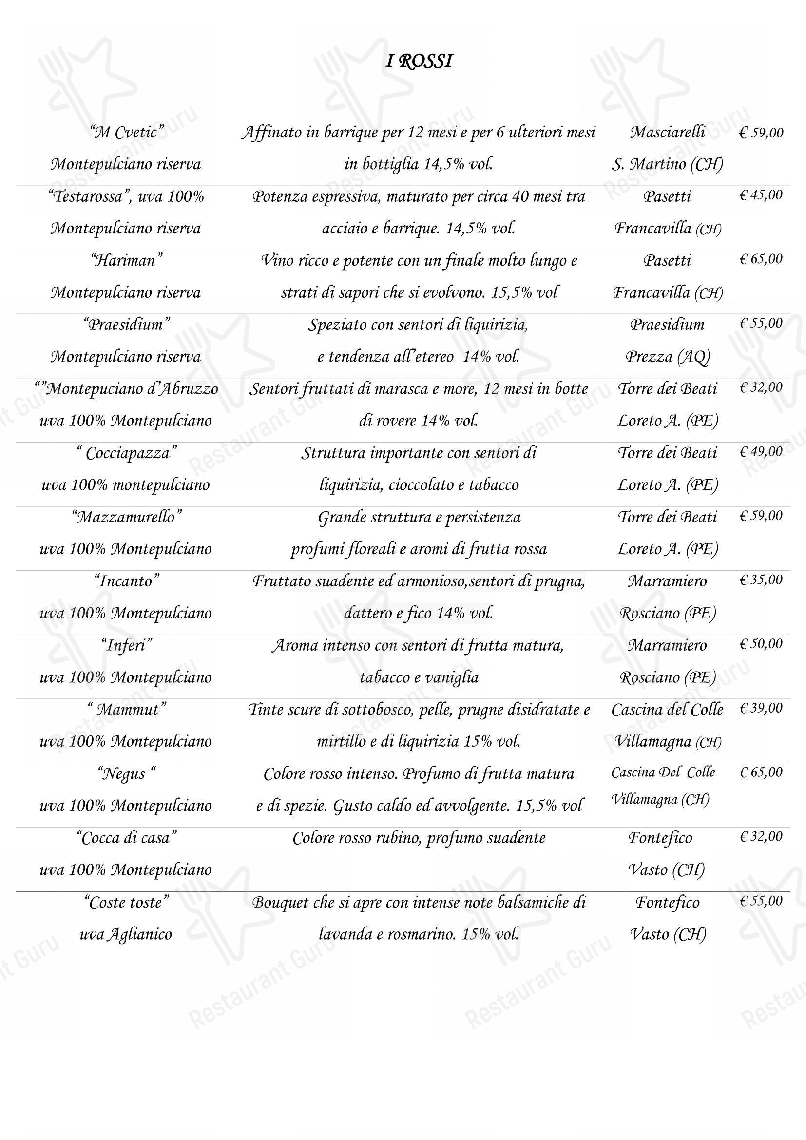 Menu bar per Mezzolitro • vini e cucina Ristorante abruzzese in Rho