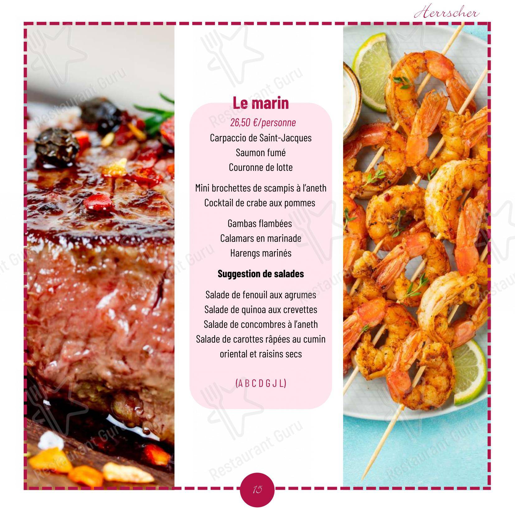 Menu bar pour Restaurant Le Bonaventure dans Colmar