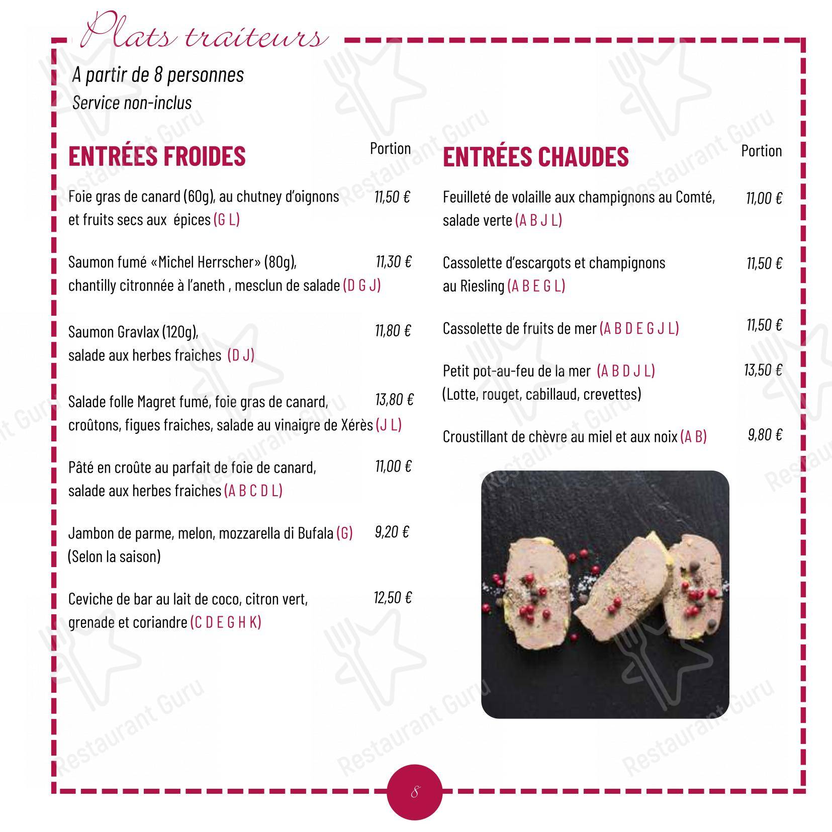 Menu pour Restaurant Le Bonaventure - Menu bar